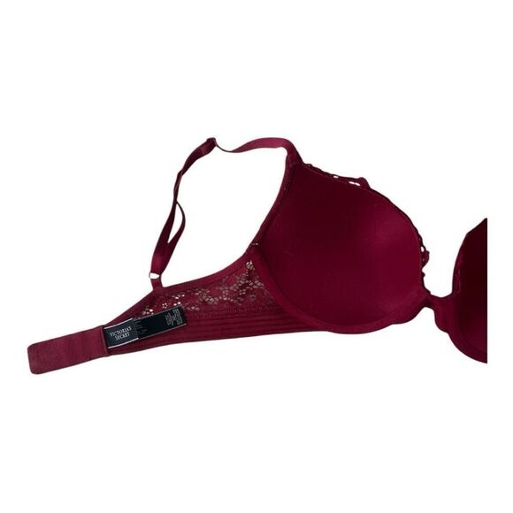 Victorias Secret Very Sexy Push-Up Bra Size 32C Red Burgundy Underwire Lingerie - Picture 5 of 12